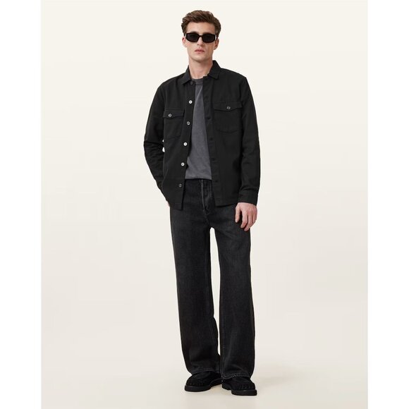 All Saints Black Spotter Slim Fit Overshirt Size XL 41596 - Picture 5 of 13